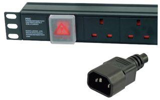 1U 6 Way Horizontal 10A switched PDU > IEC14 Plug - Comsx