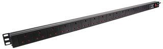 1U 16 Way Vertical 13A switched PDU with surge protection - Comsx