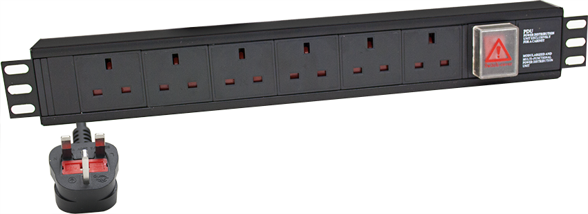 1U 19" 6 Way Horizontal 13A switched PDU - Comsx