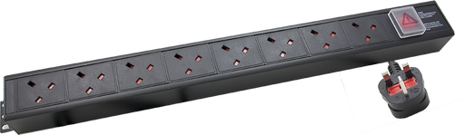 1U 19" 8 Way Vertical 13A switched PDU with surge protection - Comsx