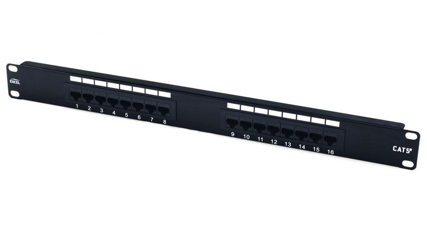 LMS DATA Cat5e Network RJ45 Vertical Shielded Patch Panel 16 Port 1U 19" (Dual Use) - Rack Sellers